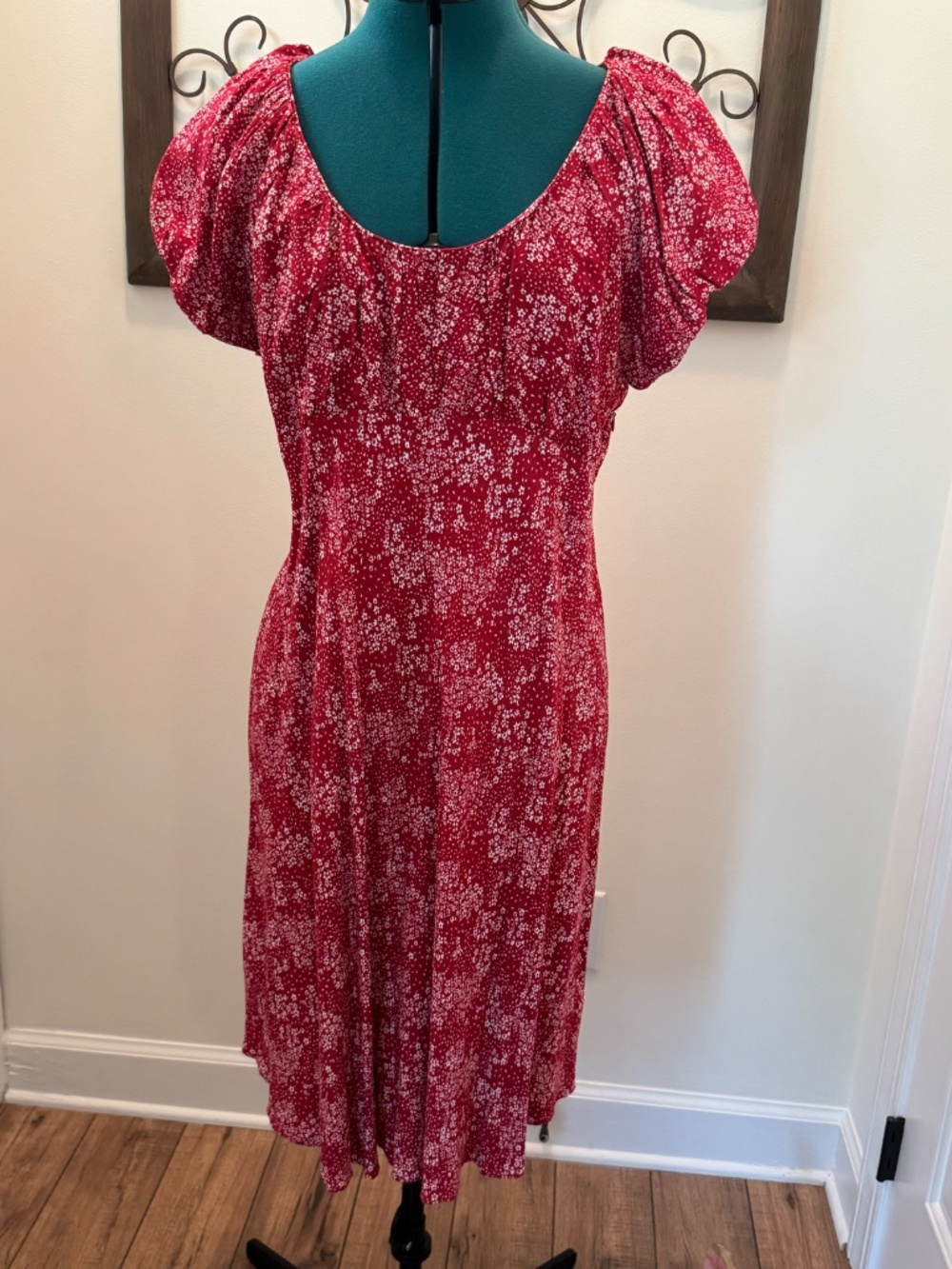 Madewell Red Dress with Tiny White Flowers Dress Size 12 NWT